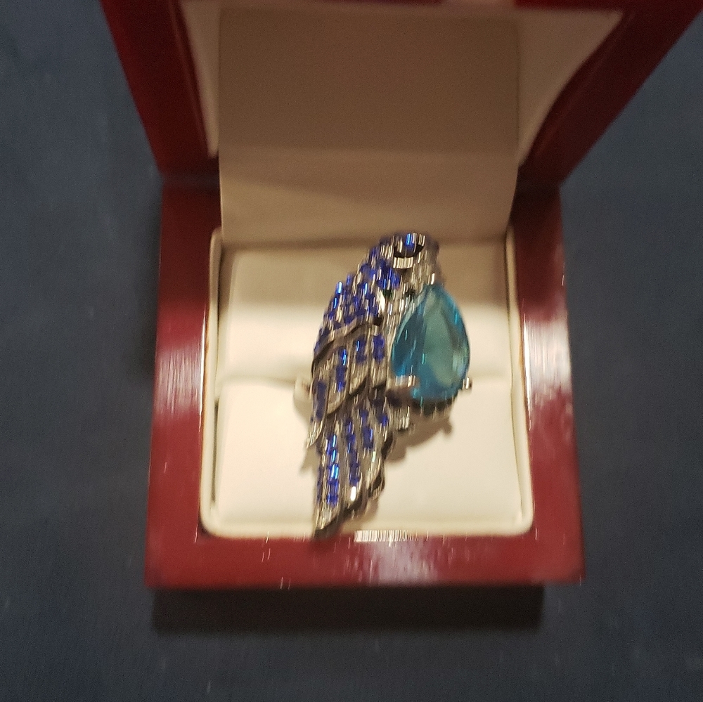 Ladies Large peacock sapphire fashion ring - Picture 7 of 9